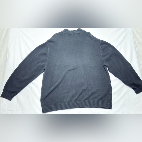 Vintage Austin Reed London Men's Navy Blue Geometric 1/4 Zip Sweater 2XL - Picture 14 of 14